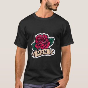 T-shirt Rose rouge vibrant avec ruban 'MAMAN' doux dessin 