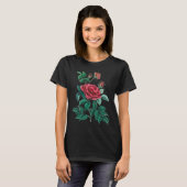 T-shirt Rose rouge vintage (Devant entier)