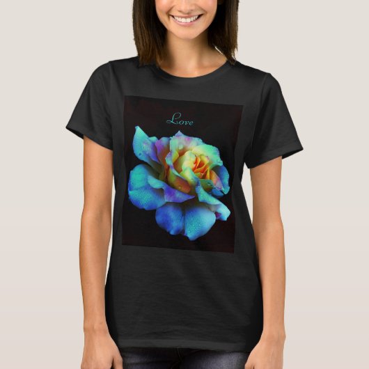 T-shirt Rose teint Cravate turquoise (Devant)