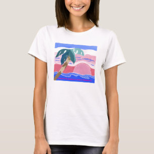 T-shirt rose tropical de lever de soleil