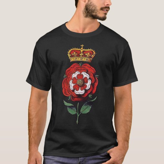 T-shirt Rose Tudor couronné rouge et blanc (Devant)