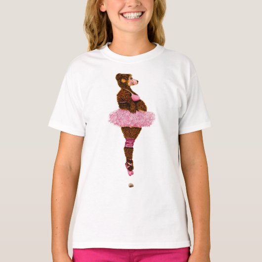 T-shirt rose Tutu à l'ours Ballerina mignonne (Devant)