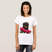 T-shirt Rose Valentin Rottweiler Puppy (Devant entier)