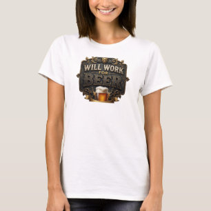 T-shirt Rose vibrant S'OCUPERA POUR BIÈRE Art portatif