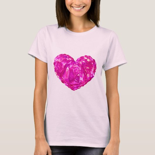 T-shirt rose vif avec coeur (Devant)