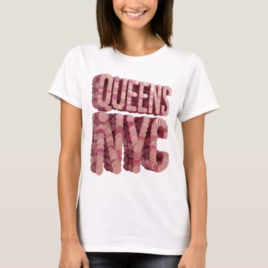 T-shirt Rose vif QUEENS NYC Impression (Devant)