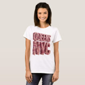 T-shirt Rose vif QUEENS NYC Impression (Devant entier)