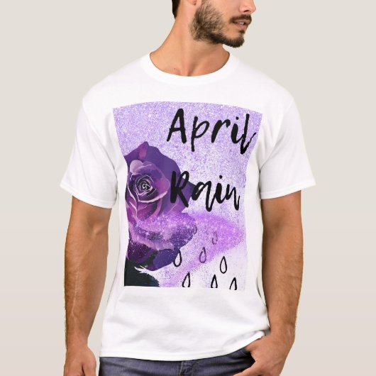 T-shirt Rose violet avec les mots "pluie d'avril" (Devant)