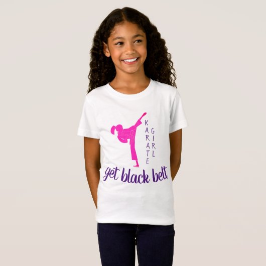T-Shirt Rose violet moderne mignonne Girl Arts martiaux Ka (Devant entier)