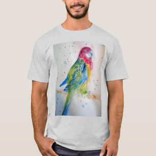 T-shirt Rosella Parrot oiseau art Aquarelle Mens T Shirt