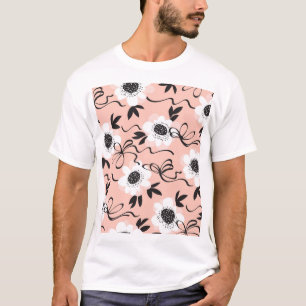 T-shirt roses Abstraits, couleurs pâles, motif vintage.