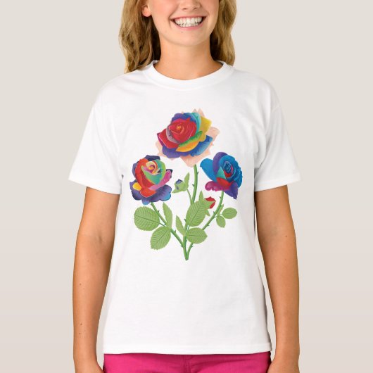 T-shirt Roses arc-en-ciel (Devant)