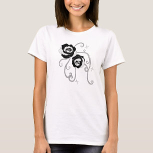 T-shirt Roses argentés noirs