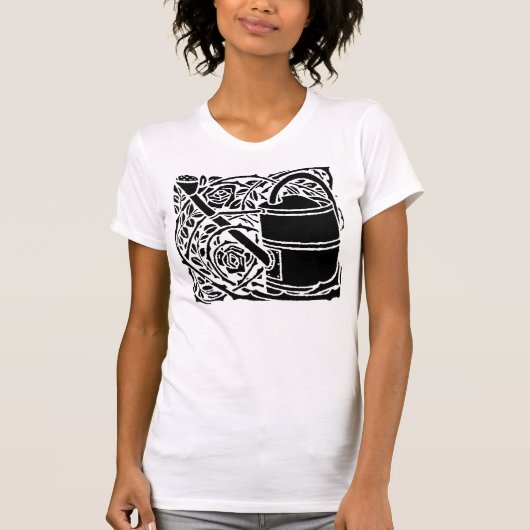 T-shirt Roses Art nouveau et canettes d'eau (Devant)