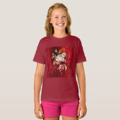 T-shirt Roses blanches sur fond texturé rouge foncé (Devant entier)