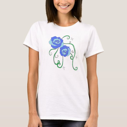 T-shirt Roses bleus (Devant)