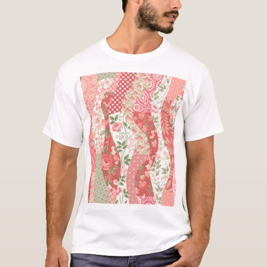 T-shirt Roses de Patchwork : conception motif transparente (Devant)