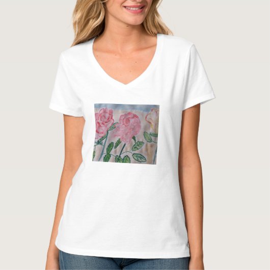 T-shirt Roses d'été Abstraits (Devant)