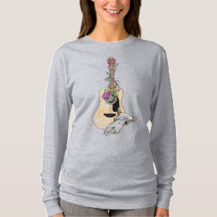 T-shirt Roses du crâne de la vache de guitare occidentale