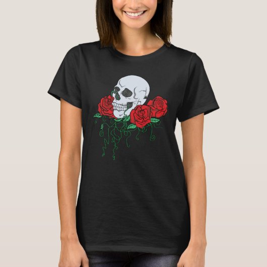 T-shirt Roses et crâne (Devant)