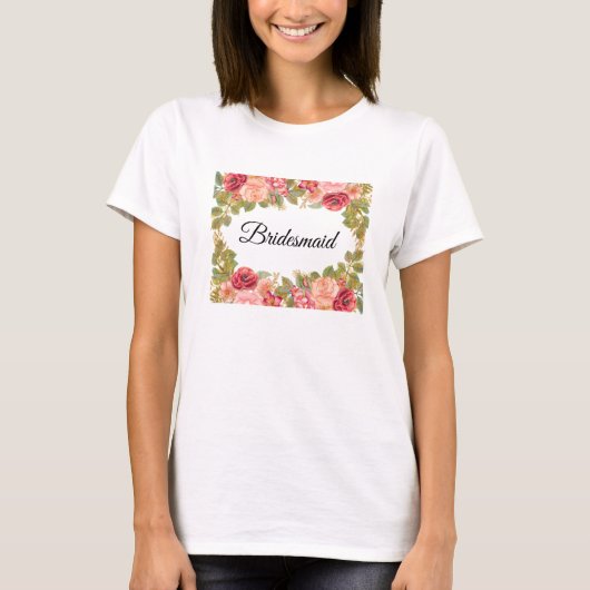 T-shirt Roses et Parties scintillant d'aquarelle ( (Devant)