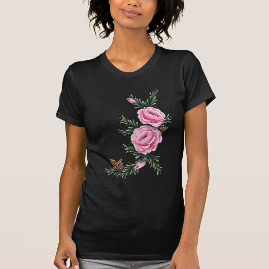 T-shirt ROSES et PIN ROSES par SHARON SHARPE (Devant)
