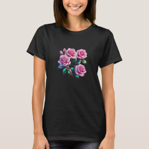 T-shirt Roses Holographiques Iridescents sur tiges