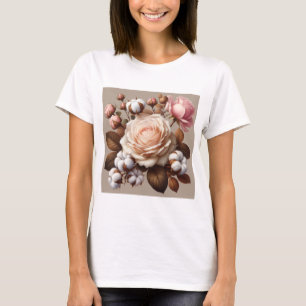 T-shirt Roses rose pâle fleurs florales