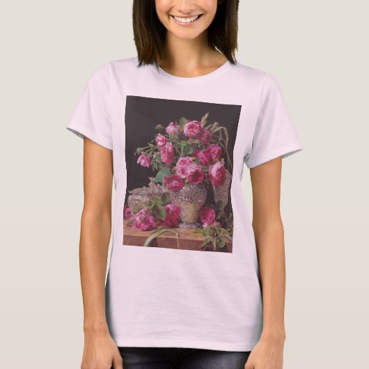 T-shirt Roses roses (par Ferdinand Georg Waldmüller) (Devant)