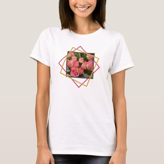 T-shirt Roses roses roses géométriques (Devant)