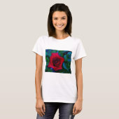 T-shirt Roses rouges aux tons bleus (Devant entier)