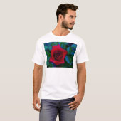 T-shirt Roses rouges aux tons bleus (Devant entier)