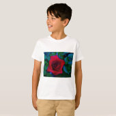 T-shirt Roses rouges aux tons bleus (Devant entier)