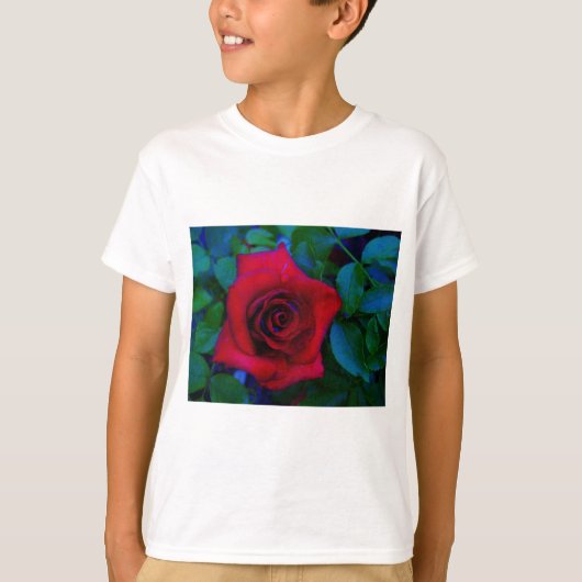 T-shirt Roses rouges aux tons bleus (Devant)