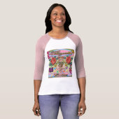 T-shirt Roses rouges, papillons, fleurs 3/4 raglan de (Devant entier)