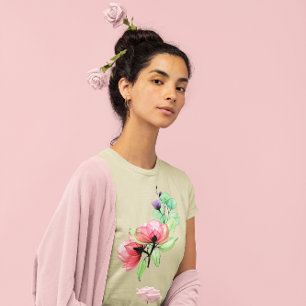 T-shirt Roses sauvages roses aquarelle Fleurs sauvages vio