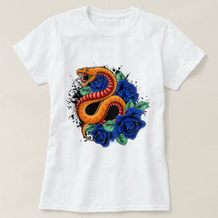 T-shirt Roses viper et bleu
