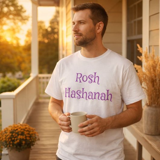 T-shirt Rosh Hashanah violet et blanc
