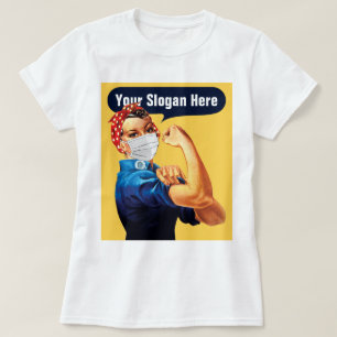T-shirt Rosie la riveuse avec masque facial - Ajouter un s