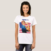 T-shirt Rosie le Riveter avec US Drapeau FAIT IL! (Devant entier)