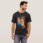 T-shirt Rosie le Riveter et le drapeau américain usé (Devant entier)