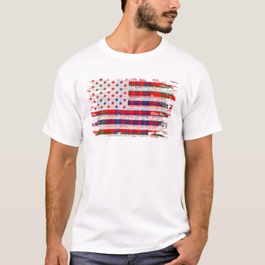 T-shirt Ross Nom American Flag Scottish Clan Tartan (Devant)