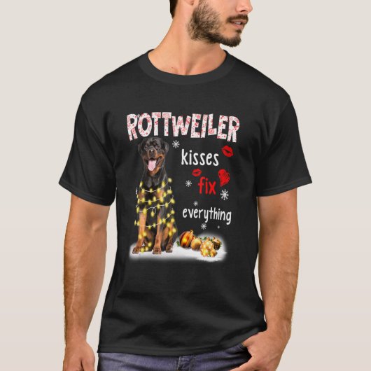 T-shirt Rottweiler Baisers Tout réparer Noël Lumière P (Devant)
