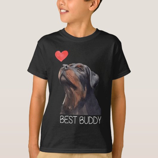 T-shirt Rottweiler Best Buddy Dog Heart (Devant)
