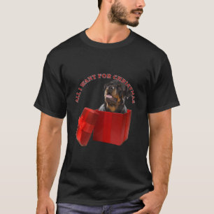 T-shirt Rottweiler Chien Arbre de Noël Père Noël Lumière