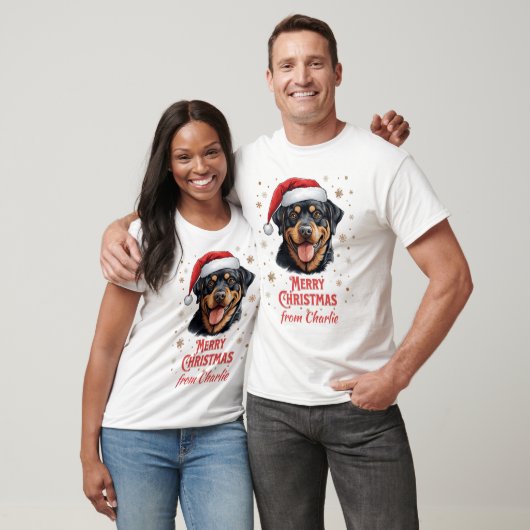 T-shirt Rottweiler Chien en Père Noël Joyeux Noël (Unisexe)