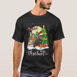 T-shirt Rottweiler Chien Xmas Arbre Éclairage Rottweiler C