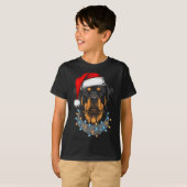 T-shirt Rottweiler Christmas Lights Santa Xmas Dog Lover (Devant entier)