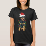 T-shirt Rottweiler Christmas Rottweiler À Santa Hat Et L<br><div class="desc">Rottweiler Christmas Rottweiler À Santa Hat Et Lumières 23.</div>
