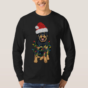 T-shirt Rottweiler Christmas Rottweiler À Santa Hat Et L